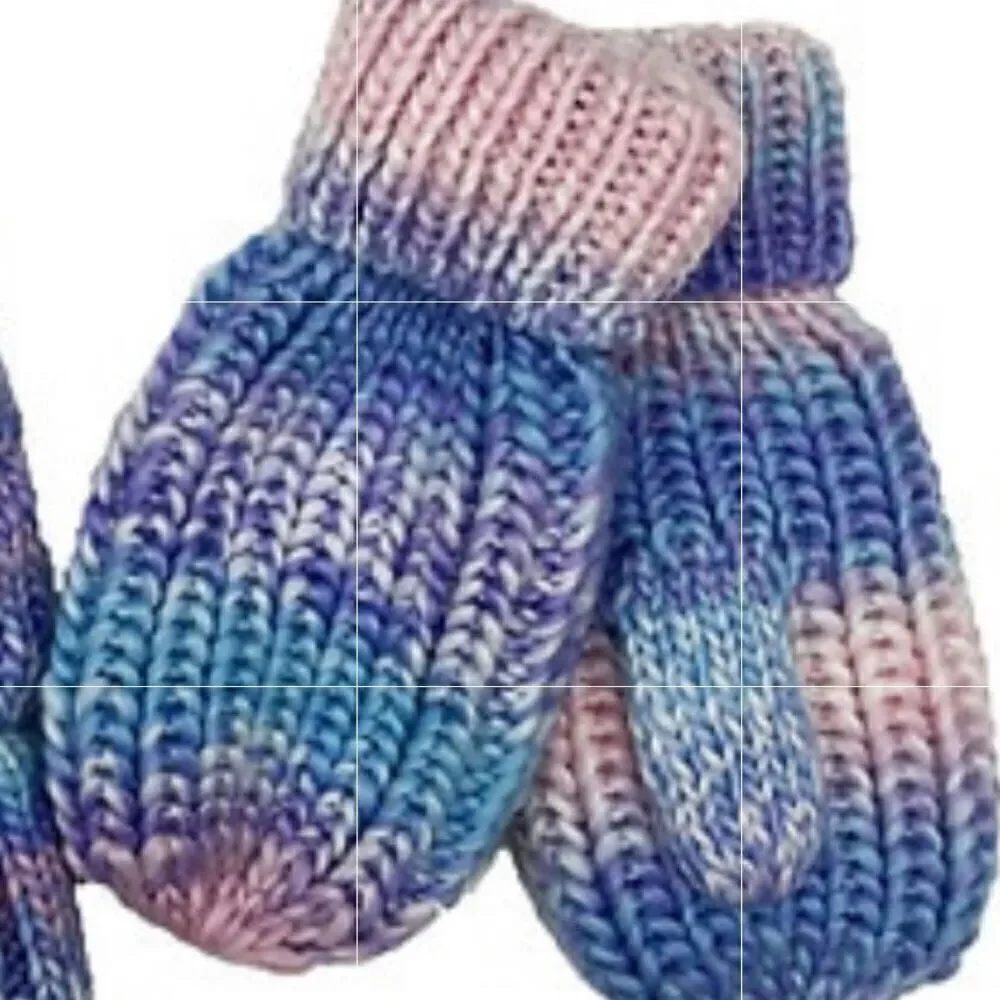 NWT West Loop Girl’s Blue,Purple.Pink, Mittens Gloves & Pom Pom Beanie hat set